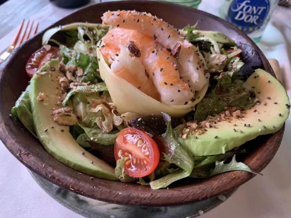 La Selva Barcellona, insalata di scampi