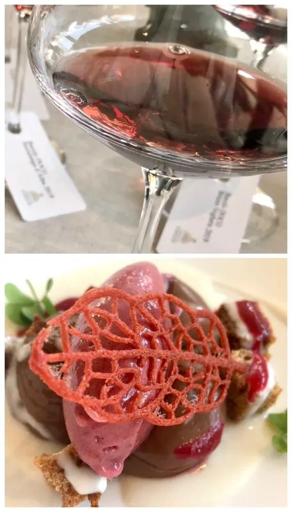 Barolo Cerrati 2019 e sorbetto ai fichi, latte di mandorla, pan di spezie e cioccolatoso al 64