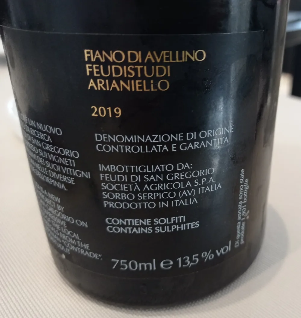Fiano di Avellino Arianiello Docg 2019 Feudi di San Gregorio
