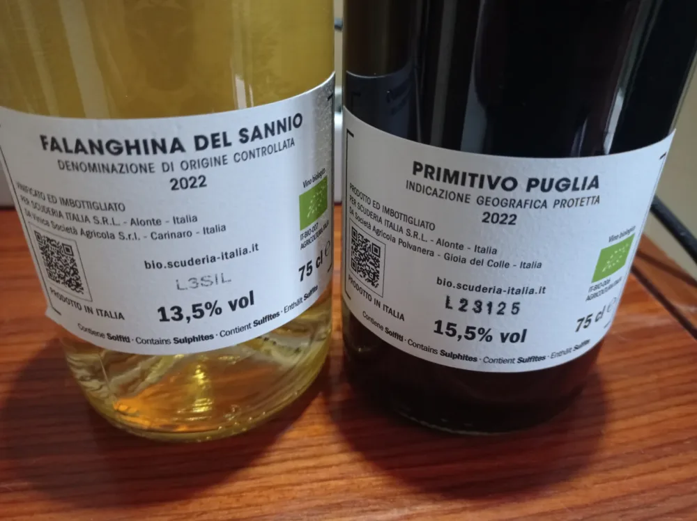 Controetichette vini Scuderia Italia