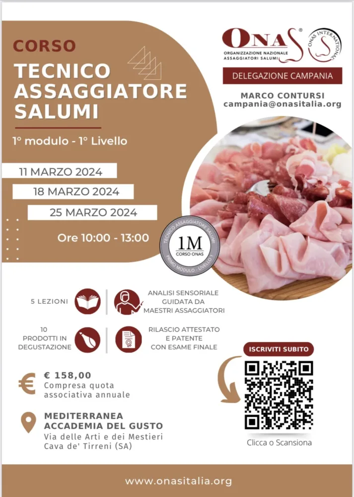 Corso Analisi sensoriale dei salumi - Cava dei Tirreni, Sa - 11-18-25 marzo