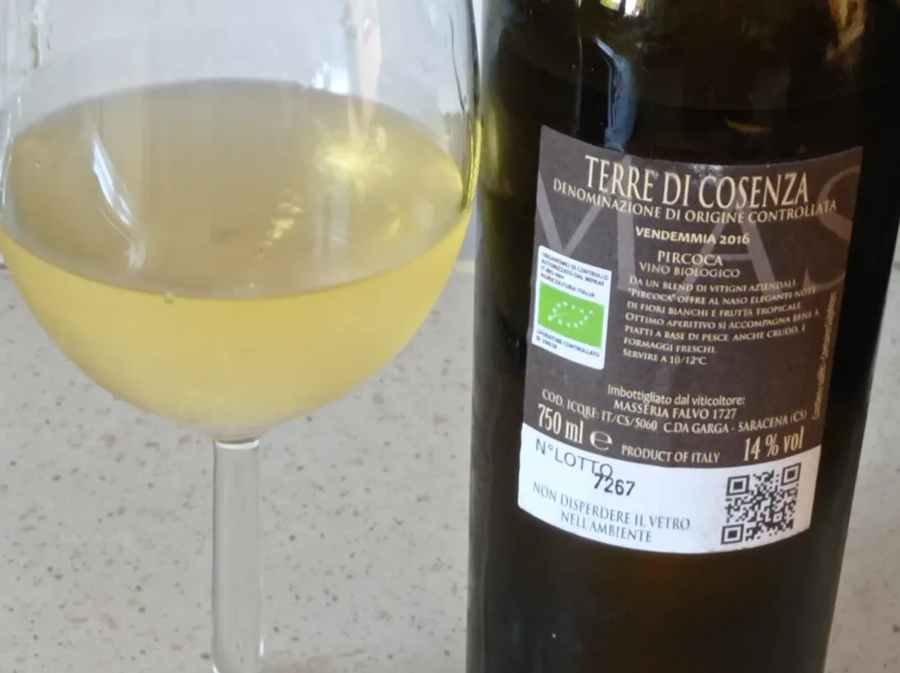 Controetichetta Pircoca Terre di Cosenza Doc 2016 Masseria Falvo 1727