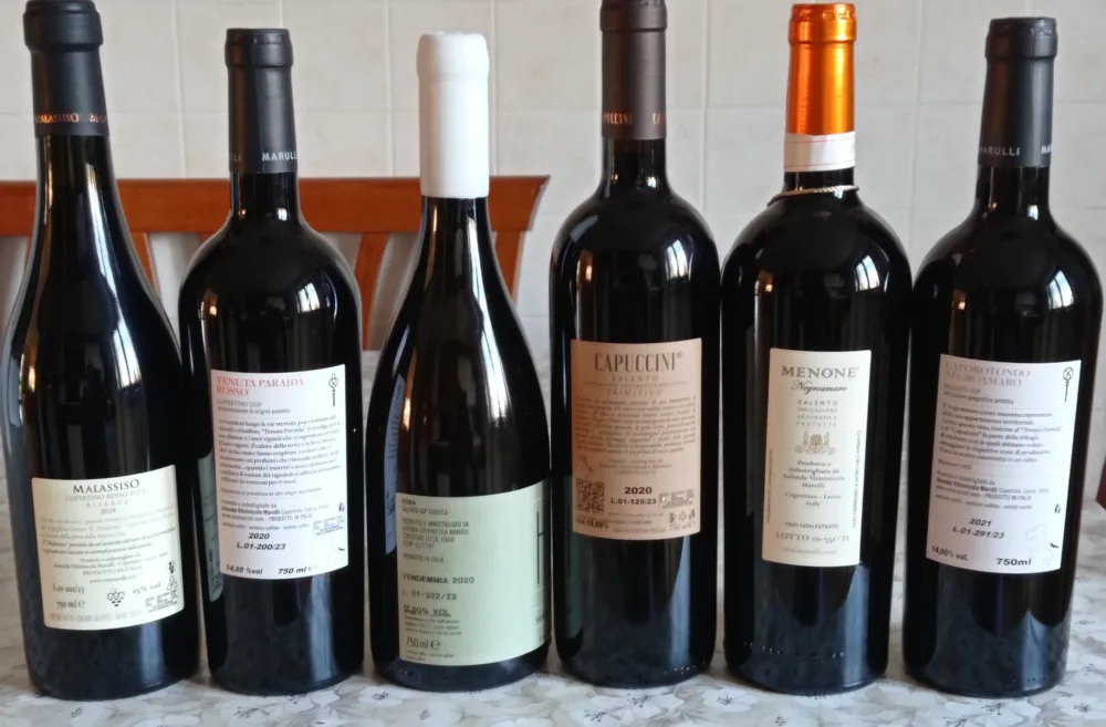 Controetichette vini Vito Marulli