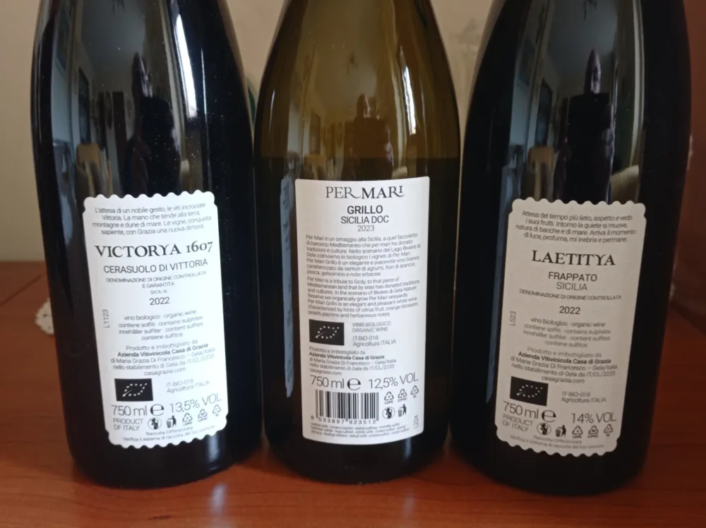 Controetichette vini Casa Grazia