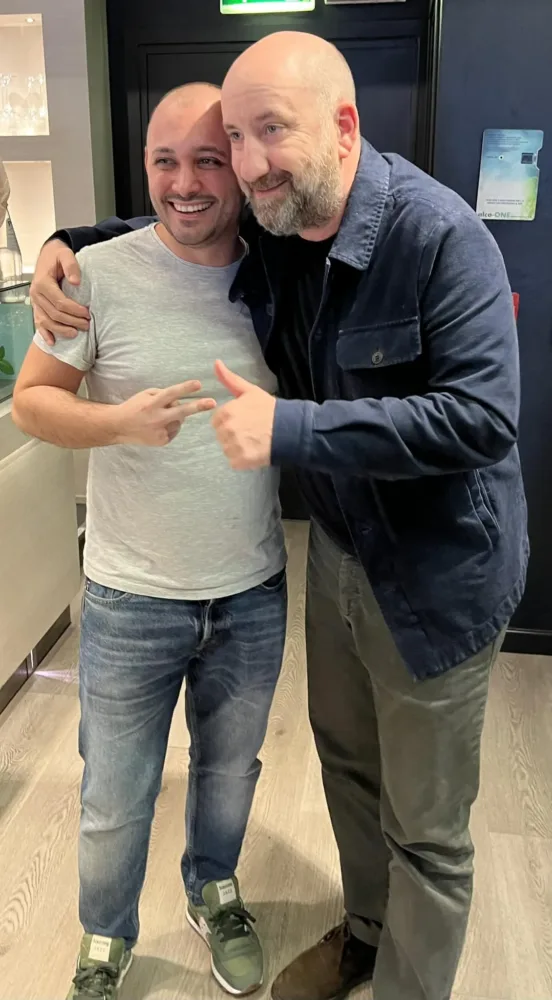 Ciro Di Maio con Antonio Albanese nella sua pizzeria