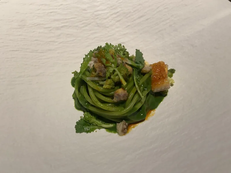 Magorabin - spaghettone cime di rapa, anguilla, nduja