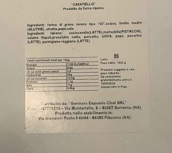 casatiello Esposito etichetta