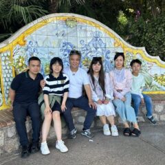 Lo Chef Zhaoguo ai Giardini di Augusto con i familiari