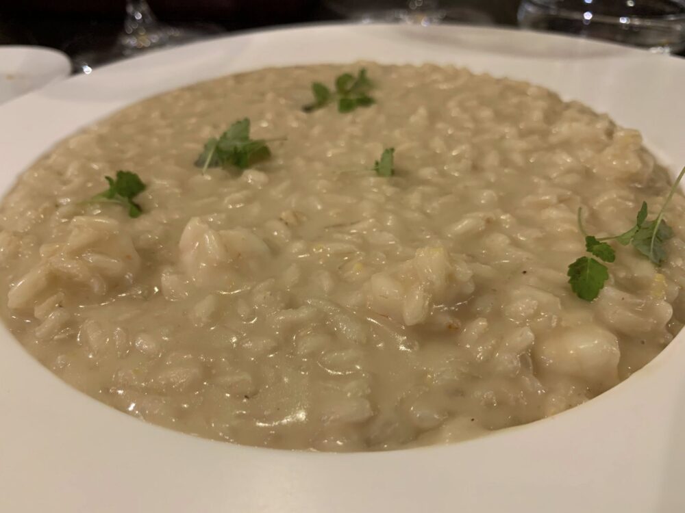 Alessandro FEO Ristorante, risotto al prosecco, gamberi bianchi e lime