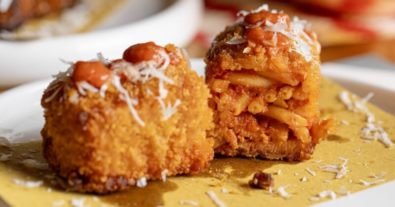 Mattonella di bucatini all’Amatriciana: la ricetta di Alessio Muscas