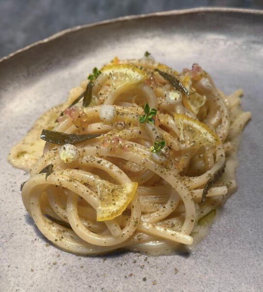 Spaghetti alla Chitarra, Citrus, Provola, e Lapsang - Giulio Luigi Zoli