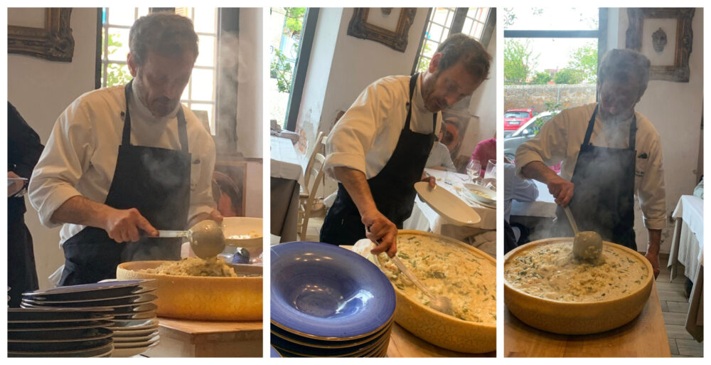 Dieci sedie a Tuscania, Il servizio del risotto