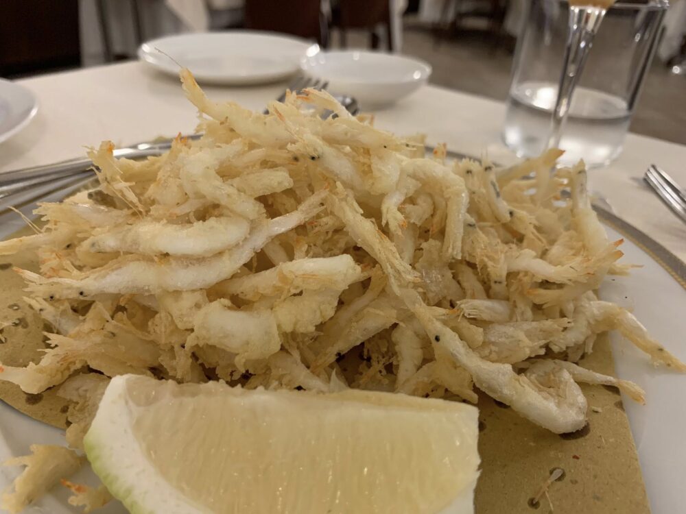 Ristorante Gallo a Roma, frittura di neonata di gamberi
