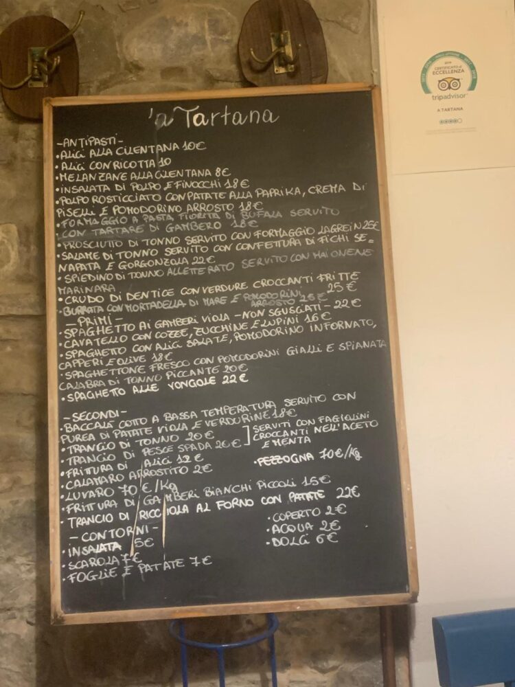 'A Tartana - la lavagna