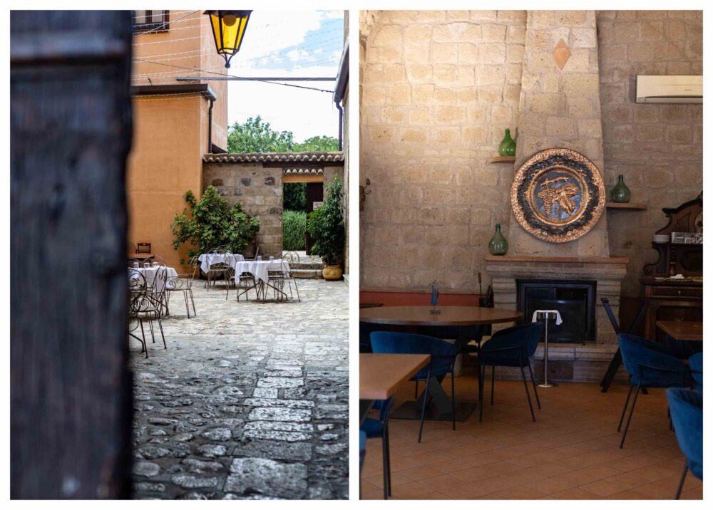 Tenute del Gheppio, sala ristorante e cortile