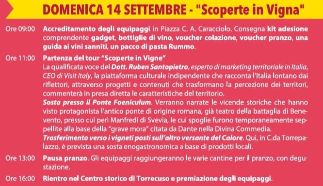 Il Programma di Domenica 14 Settembre