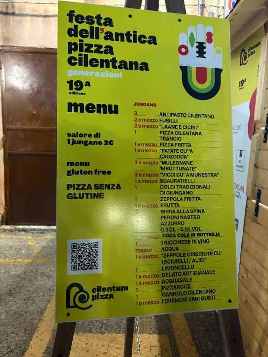 Menù alla Festa dell'Antica Pizza Cilentana a Giungano