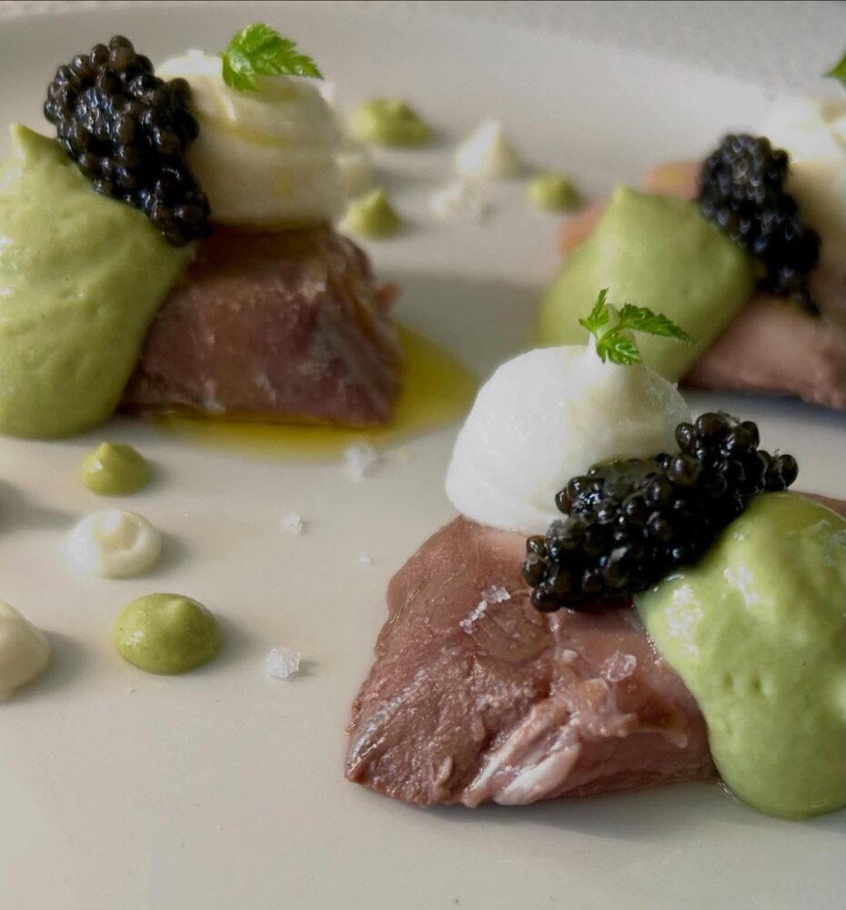 RIVA DI PALO RESORT, Ricciola, zucchine alla scapece, pecorino e caviale