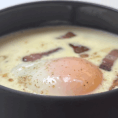 Uovo bio alla carbonara svizzera: la ricetta di Antonio Piperis